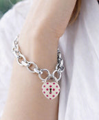 Sterling Silver Heart Patterned with Bracelet and Key