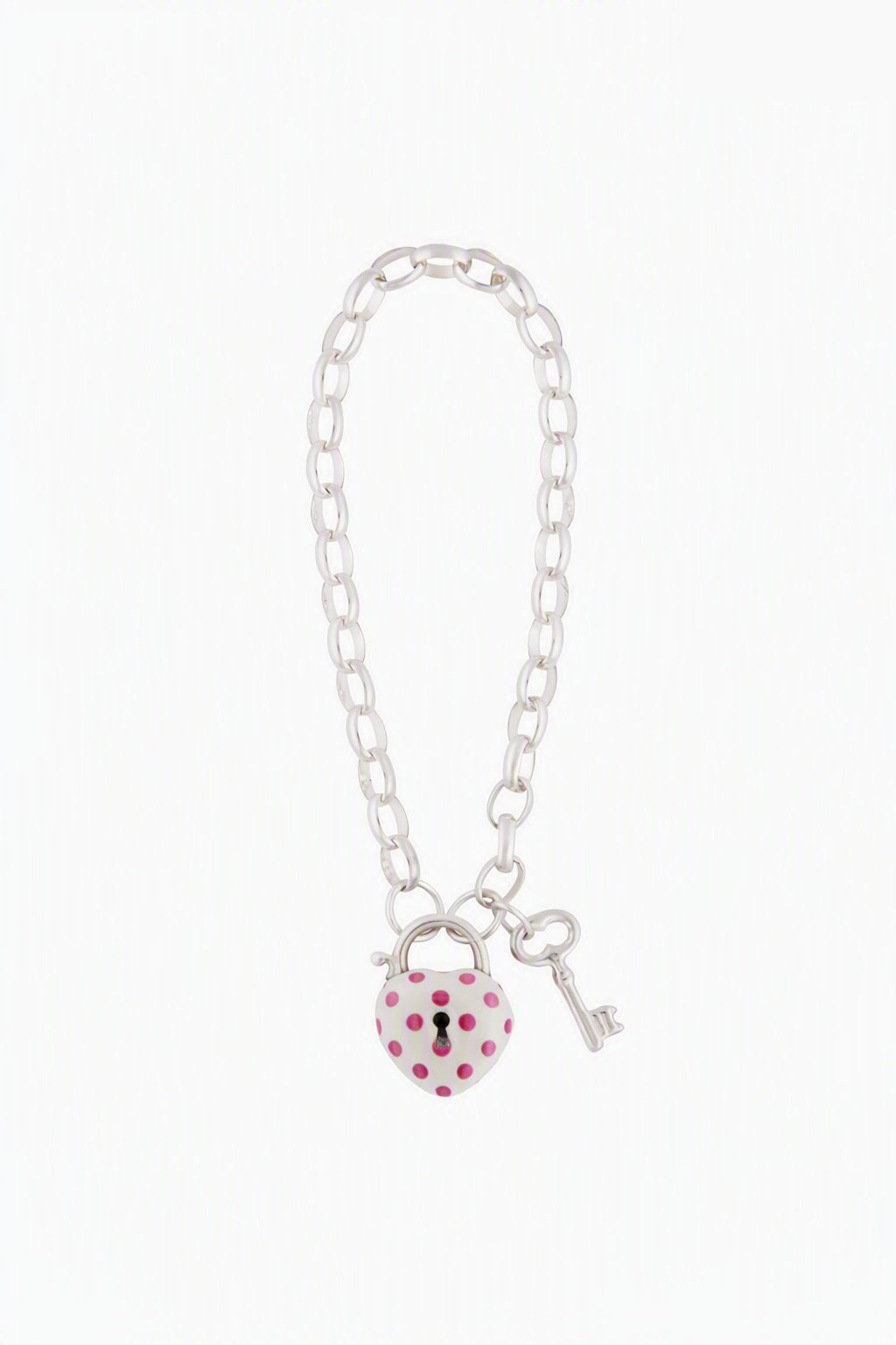 Sterling Silver Heart Patterned with Bracelet and Key